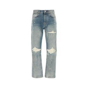 AMIRI Men's Distressed Straight Leg Denim Jeans Men LIGHT BLUE Pants